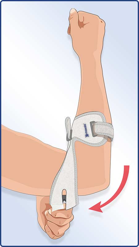 Application instructions Masalo Cuff MED - Slipping over the upper arm belt