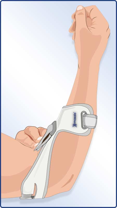 Application instructions Masalo Cuff MED - Closing the upper arm strap
